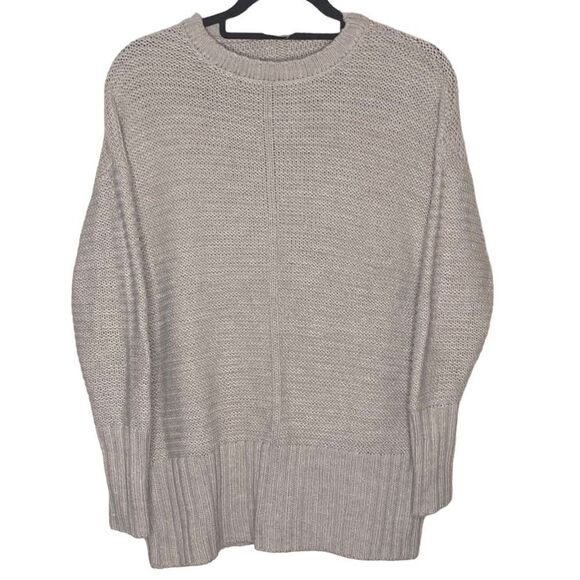 ASOS Wm’s Sz 0 Oatmeal Tan Knitted Longer Crew Neck Pullover Sweater - Picture 1 of 4